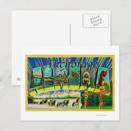 Anchorage, Alaska - Grote letterscènes Briefkaart (Voorkant / Achterkant)