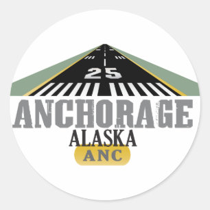 Anchorage Alaska - Luchthavenbaan Ronde Sticker
