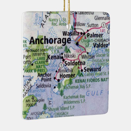 Anchorage Alaska Map Keramisch Ornament (Rechts)