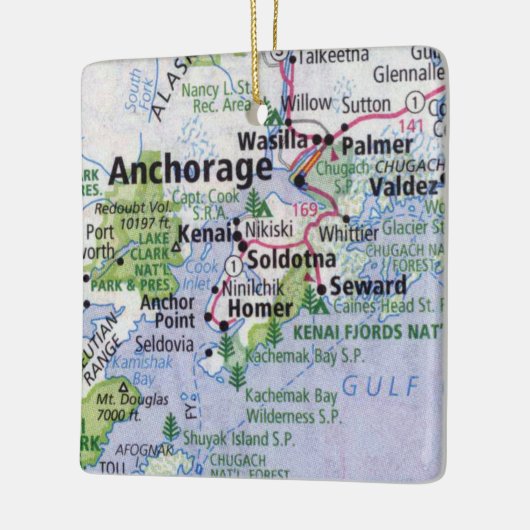 Anchorage Alaska Map Keramisch Ornament (Links)