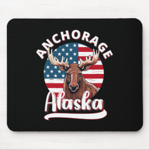 Anchorage Alaska Moose Kijken Alaskan Vlag Jagen Muismat