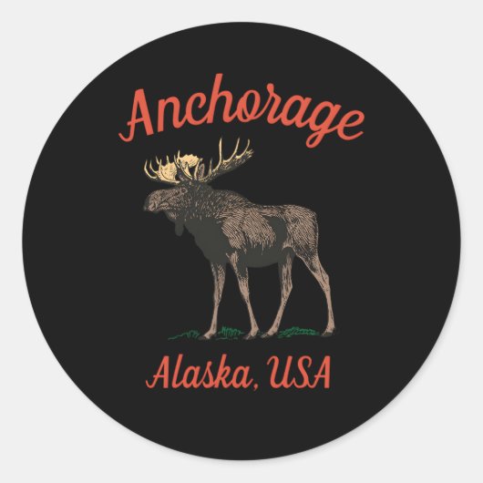 Anchorage Alaska Moose Ronde Sticker (Voorkant)