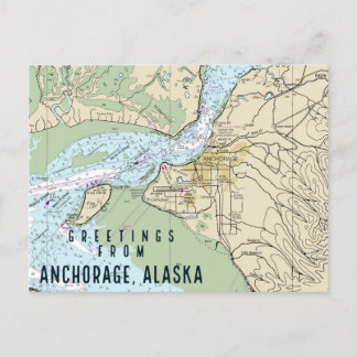 Anchorage Alaska Nautical Chart Briefkaart