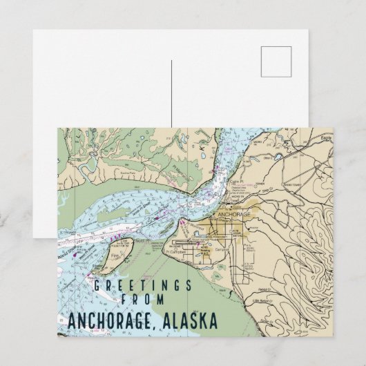 Anchorage Alaska Nautical Chart Briefkaart (Voorkant / Achterkant)