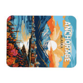 Anchorage Alaska Reis Kunst Vintage Magneet (Horizontaal)