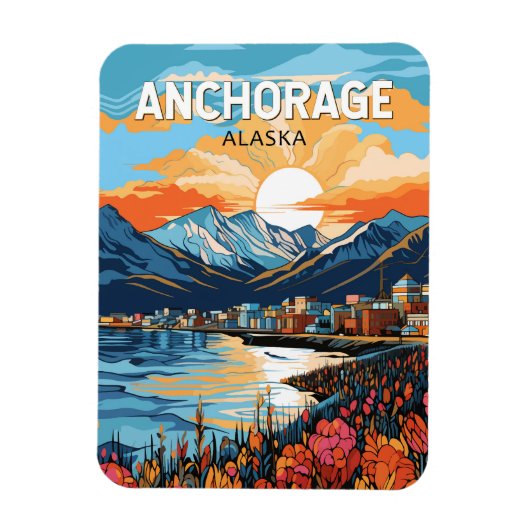 Anchorage Alaska Reis Kunst Vintage Magneet (Verticaal)