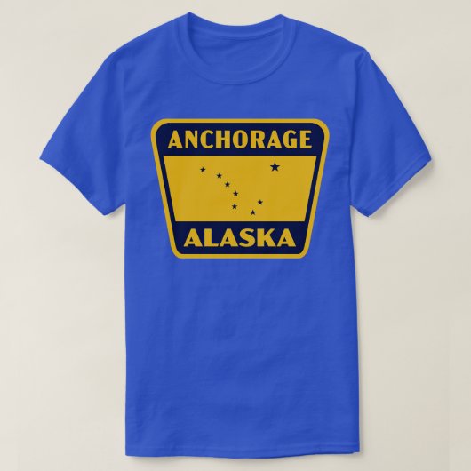 Anchorage Alaska Retro Badge Blauw T-shirt (Design voorkant)