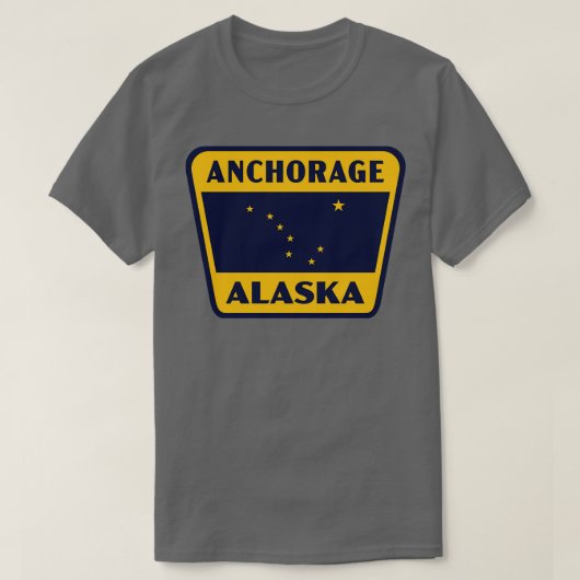 Anchorage Alaska Retro Badge Geel T-shirt (Design voorkant)