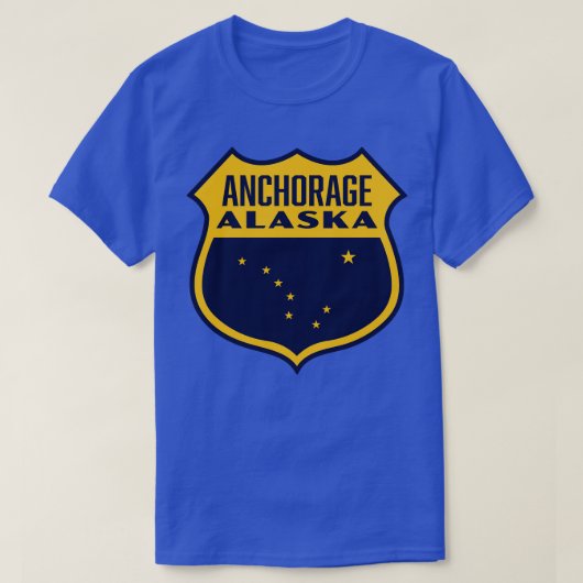 Anchorage Alaska Retro Shield Geel T-shirt (Design voorkant)