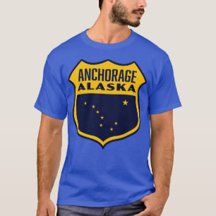 Anchorage Alaska Retro Shield Geel T-shirt