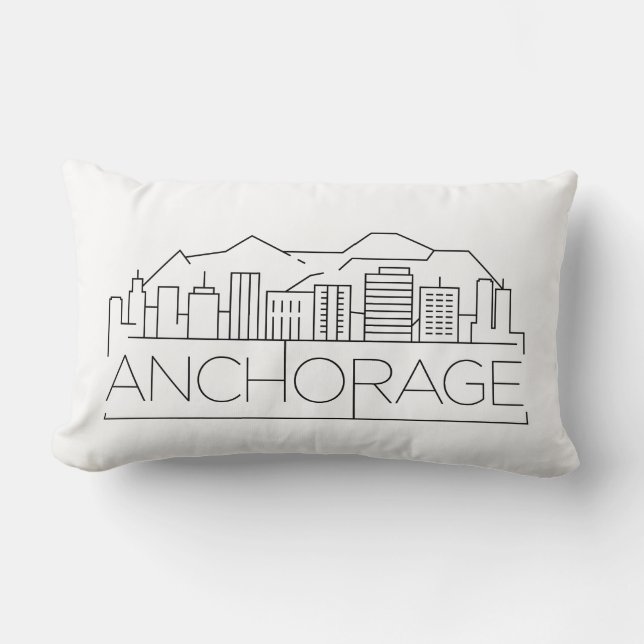Anchorage, Alaska Skyline Lumbar Pillow Kussen (Voorkant)