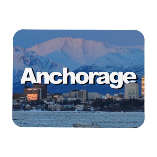 Anchorage Alaska Skyline met Anchorage in the Sky Magneet (Horizontaal)