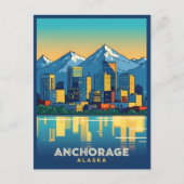 Anchorage Alaska skyline met bergen en water Briefkaart (Voorkant)