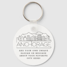 Anchorage, Alaska Stylized Skyline | Aangepaste sl Sleutelhanger