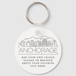 Anchorage, Alaska Stylized Skyline Aangepaste sl Sleutelhanger