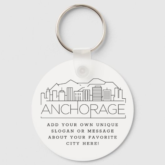 Anchorage, Alaska Stylized Skyline | Aangepaste sl Sleutelhanger (Voorkant)