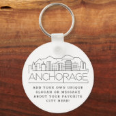 Anchorage, Alaska Stylized Skyline | Aangepaste sl Sleutelhanger (Voorkant)