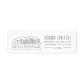 Anchorage, Alaska Stylized Skyline | Etiket (Voorkant)