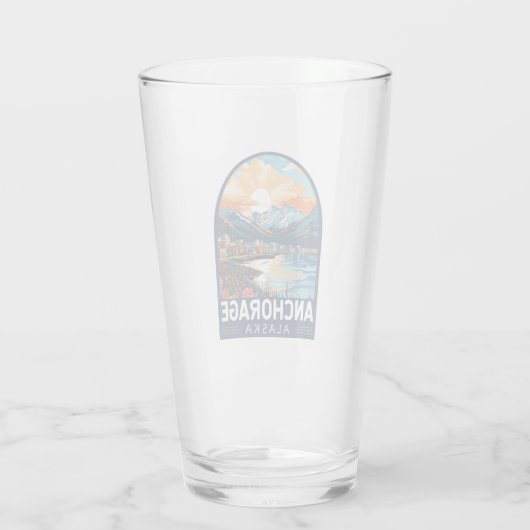 Anchorage Alaska Travel Art Embleem Glas (Achterkant)