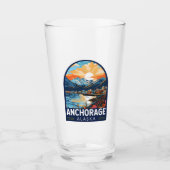 Anchorage Alaska Travel Art Embleem Glas (Voorkant)