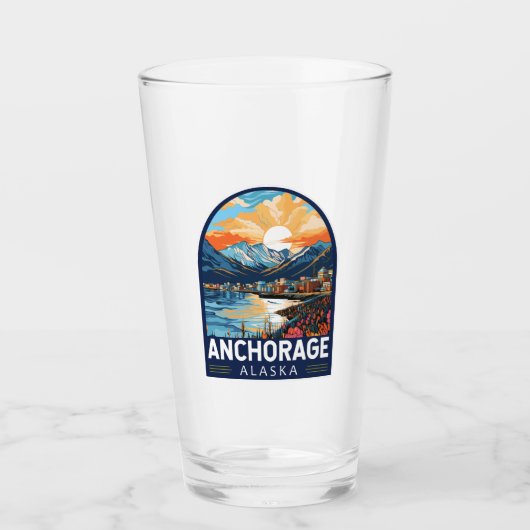 Anchorage Alaska Travel Art Embleem Glas (Voorkant)