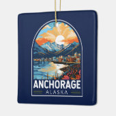 Anchorage Alaska Travel Art Embleem Keramisch Ornament (Links)