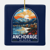 Anchorage Alaska Travel Art Embleem Keramisch Ornament (Achterkant)