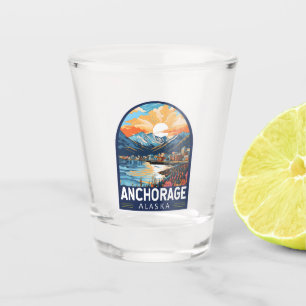 Anchorage Alaska Travel Art Embleem Shot Glas