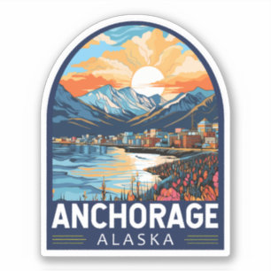 Anchorage Alaska Travel Art Embleem Sticker