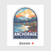 Anchorage Alaska Travel Art Embleem Sticker (Vel)