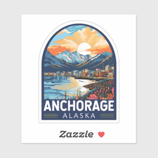 Anchorage Alaska Travel Art Embleem Sticker (Vel)
