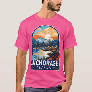 Anchorage Alaska Travel Art Embleem T-shirt