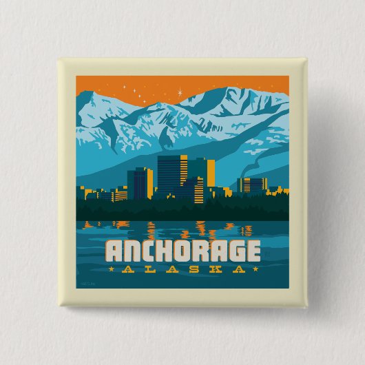 Anchorage, Alaska Vierkante Button 5,1 Cm (Voorkant)
