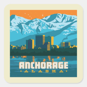 Anchorage, Alaska Vierkante Sticker