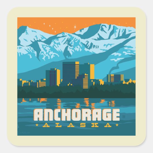 Anchorage, Alaska Vierkante Sticker (Voorkant)