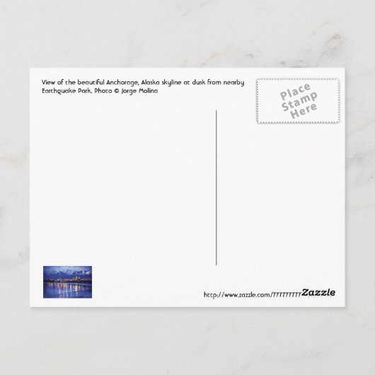 Anchorage, Alaska, VS Briefkaart (Achterkant)