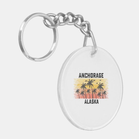 Anchorage Alaska Zomer Retro  Vakantie Sleutelhanger (Voorkant Links)