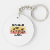 Anchorage Alaska Zomer Retro  Vakantie Sleutelhanger (Achterkant)