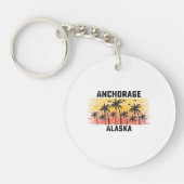 Anchorage Alaska Zomer Retro  Vakantie Sleutelhanger (Voorkant)