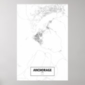 Anchorage, Alaska (zwart op wit) Poster (Voorkant)