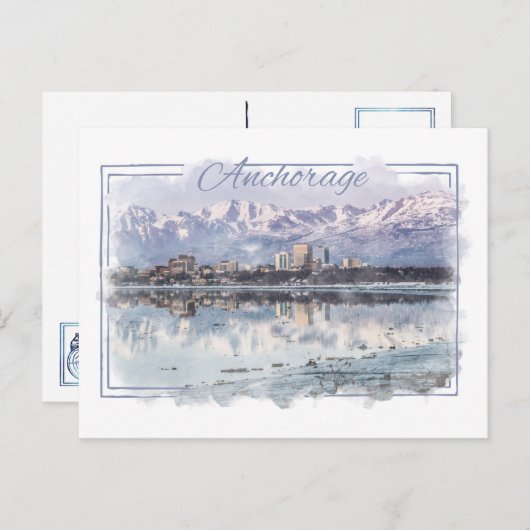 Anchorage Alaskan Waterverf Briefkaart (Voorkant / Achterkant)
