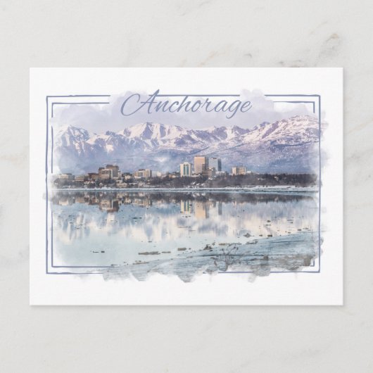 Anchorage Alaskan Waterverf Briefkaart (Voorkant)