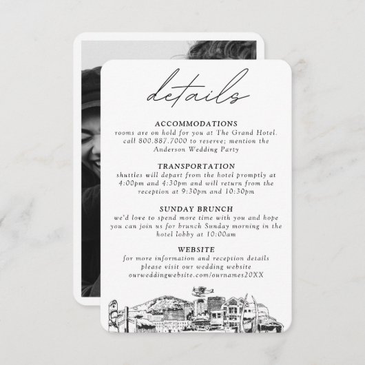 Anchorage Bruiloft Details Behuizing Kaart (Voorkant / Achterkant)