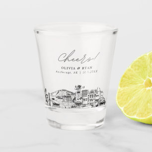Anchorage bruiloft gunst gepersonaliseerd gejuich shot glas