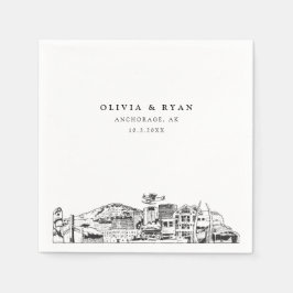 Anchorage Bruiloft minimalistisch papier Servet