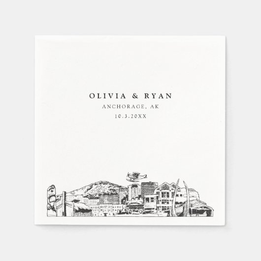 Anchorage Bruiloft minimalistisch papier Servet (Voorkant)