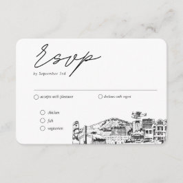 Anchorage Bruiloft Traditionele RSVP Maaltijd Opti Informatiekaartje
