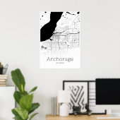 Anchorage Map - Alaska - Poster stadskaart (Thuiskantoor)