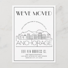 Anchorage | Modern Deco City Change of Address Aankondigingskaart