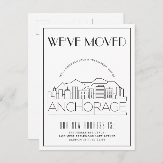 Anchorage | Modern Deco City Change of Address Aankondigingskaart (Voorkant / Achterkant)